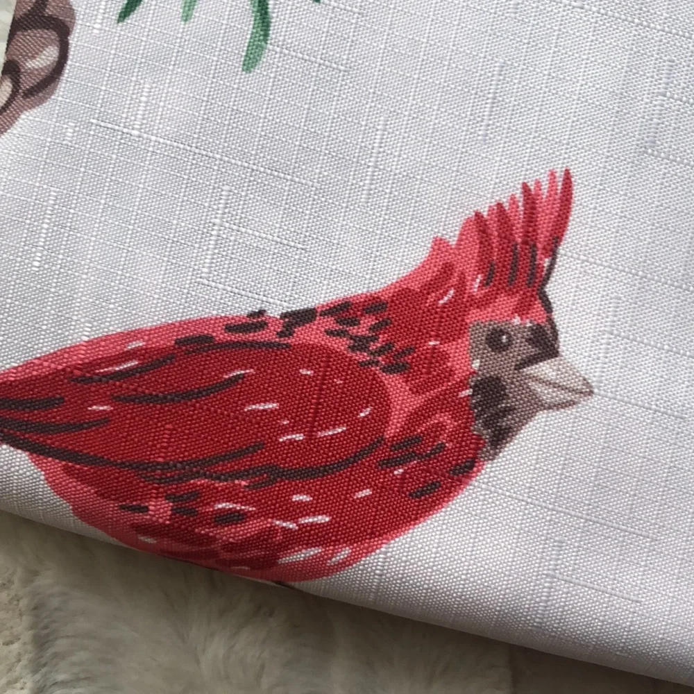 Holiday Red Cardinal Bird Pinecone Print Shower Curtain